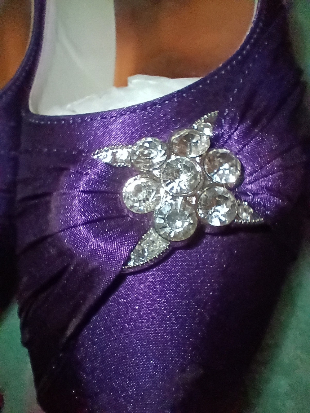 Elegant Park Purple Satin Kitten Heel Pumps with Crystal Accent Size 6.5 NWOT - Picture 5 of 6